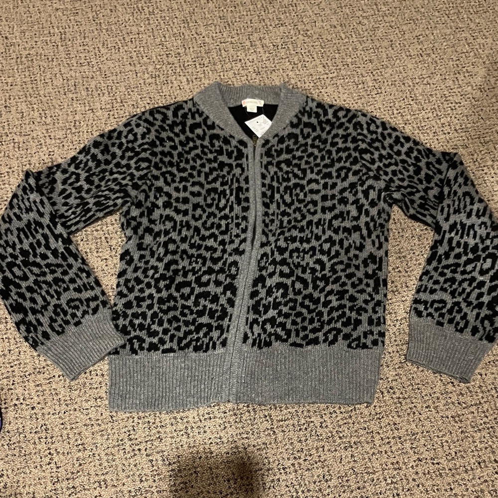 Crewcuts Gray and Black Animal Print Cardigan